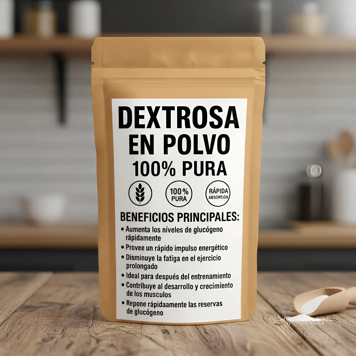 Dextrosa En Polvo 100 % Pura 1 kg Natural